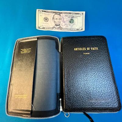 LEATHER BOUND â€œARTICLES OF FAITHâ€ by JAMES E. TALMAGE BOOK with ZIPPERED COVER