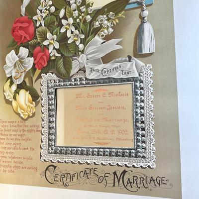 FABULOUS ANTIQUE BEAUTIFULLY ILLUSTRATED MARRIAGE CERTIFICATE 1902 