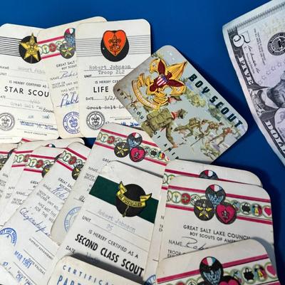 1960â€™S B.S.A. GREAT SALT LAKE COUNCIL GROUP OF MERIT BADGE CARDS, PATCHES, PIN