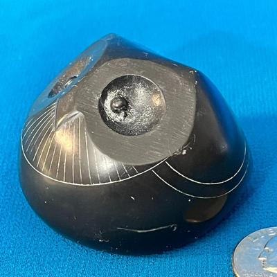 CUTE CARVED STONE? ROUND OWL FIGURINE 