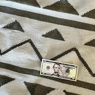 GREY & WHITE GEOMETRIC WOVEN BLANKET/ RUG COTTON SW STYLE