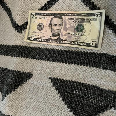 GREY & WHITE GEOMETRIC WOVEN BLANKET/ RUG COTTON SW STYLE