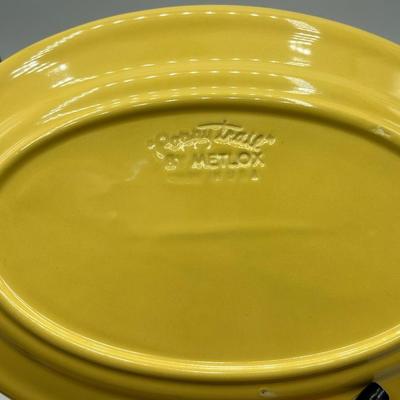 Banana Yellow Vintage California Pottery Metlox Poppy Trail Oval Plate Platter and Sauce Gravy Boat
