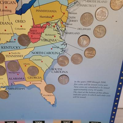 USA Coin Collectorâ€™s Map with Complete Set of Quarters (B2-CE)