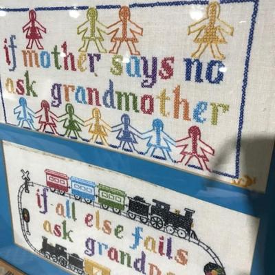 Framed hand done Cross stitch for Grandmother and Grandpa house