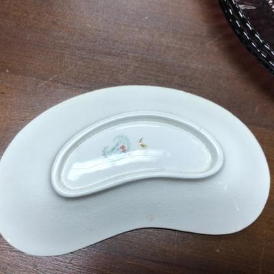Lavender glass plates and vintage porceline side plates