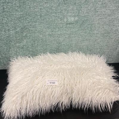 22" White Furry Pillow