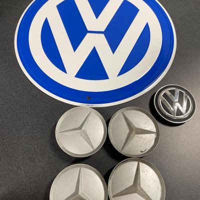 Volkswagen sign and hubcap covers