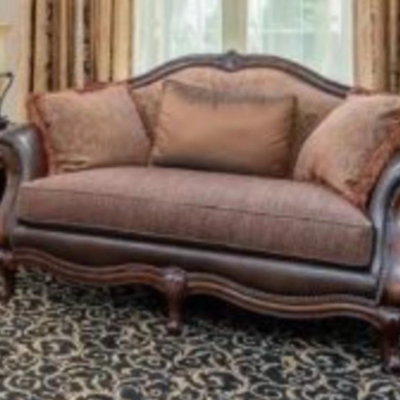 Fabric & Leather Loveseat from Raymour and Flanigan