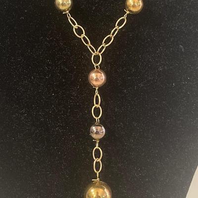 .925 Sterling Silver & 14kt GF Beaded Necklace