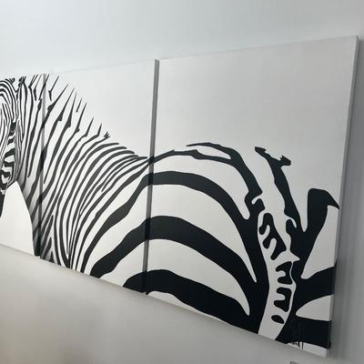3 Pannel Zebra Painting Artist Unknown