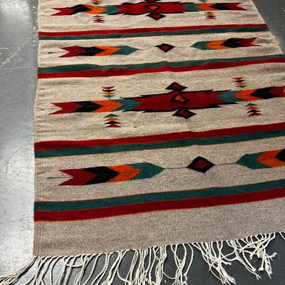 MODERN Navajo Rug; Taupe, Red, Green, Black, Orange