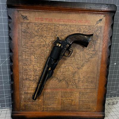 Civil War Battle Field Map Gun Decoration 