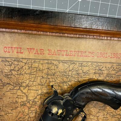 Civil War Battle Field Map Gun Decoration 