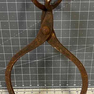Antique Hand Forged Ice Tongs 