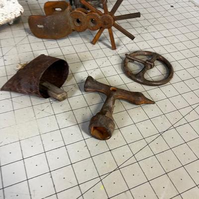 Rusty Iron: Spur, Bell, Soap Dish LOT