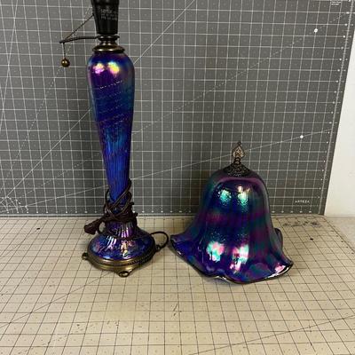 Iridescent Glass QUOIZEL Table Lamp - Glass Base and Shade