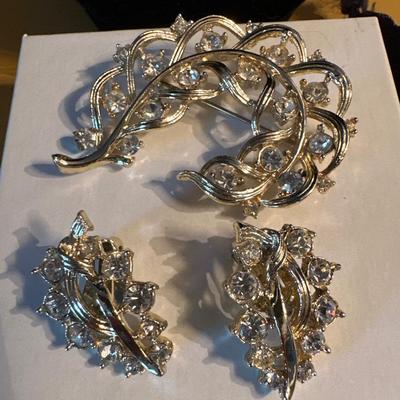 Brooch and matching clip on earrings