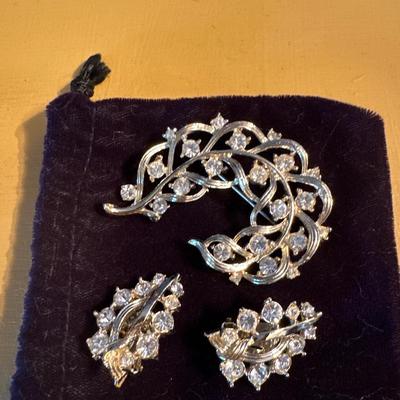 Brooch and matching clip on earrings