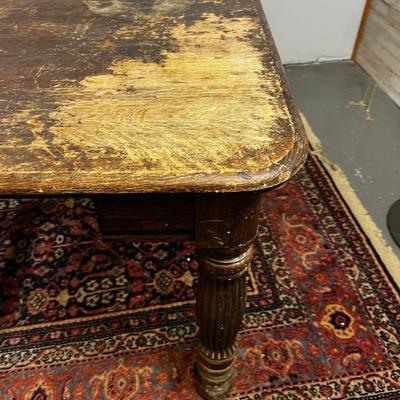 Antique Oak Library Table Missing Drawer