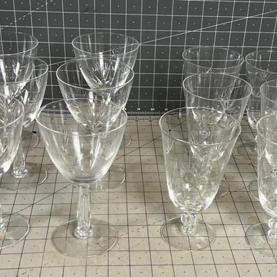 Set of 12 Etched Glass Tumblers 