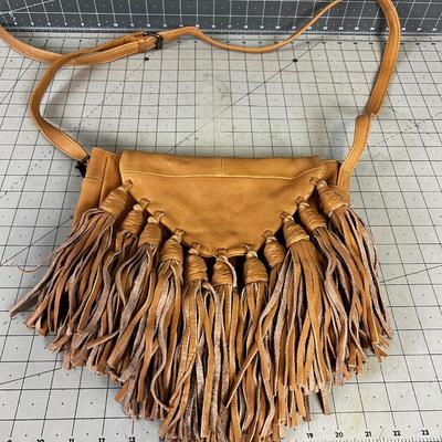 Day and Mood Fringe Leather Purse- Natural Buckskin