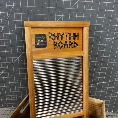 Washboard and Wood Crate