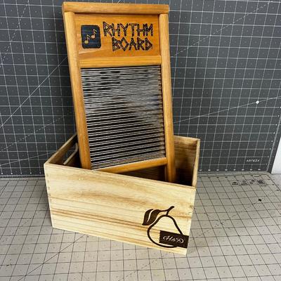Washboard and Wood Crate