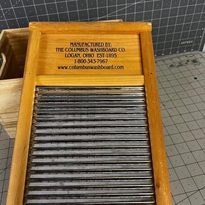 Washboard and Wood Crate