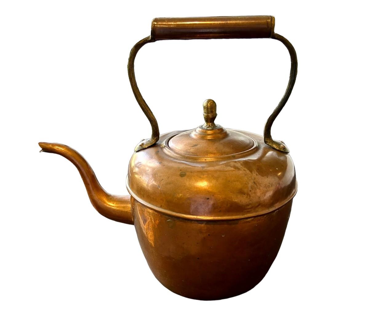 Antique Copper Gooseneck Tea Kettle