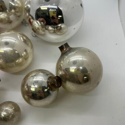 Mixed Size Lot of Vintage Blown Glass Christmas Holiday Ornaments Silver Balls Bulbs