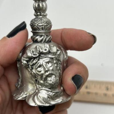 Vintage Pewter Christmas Holiday Santa Claus Bell Duncan Royale