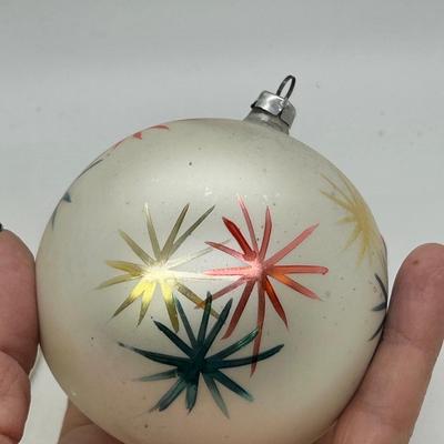Vintage Christmas Holiday Decoration Ornaments Blown Glass Ball & Bell Hand Painted