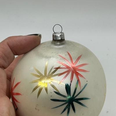 Vintage Christmas Holiday Decoration Ornaments Blown Glass Ball & Bell Hand Painted