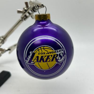 Purple and Gold Blown Glass Los Angeles Lakers NBA Basketball Christmas Holiday Tree Ornament
