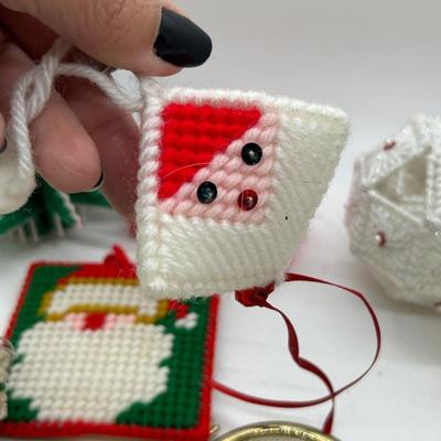 Mixed Lot of Retro Cross Stitch Needlepoint Christmas Holiday Tree Ornaments