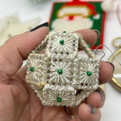 Mixed Lot of Retro Cross Stitch Needlepoint Christmas Holiday Tree Ornaments