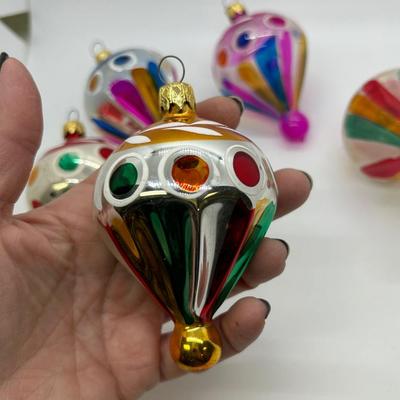 Vintage Colorful Blown Glass Hot Air Balloon Shaped Christmas Holiday Tree Ornaments
