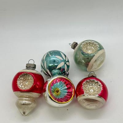 Vintage Shiny Brite Indented Colorful Blown Glass Christmas Holiday Tree Ornaments