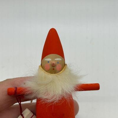 Vintage Swedish Wooden Cork Material Gnome Santa Figurine