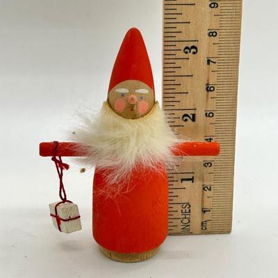 Vintage Swedish Wooden Cork Material Gnome Santa Figurine
