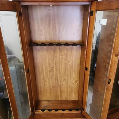 Wood Gun Case with Storage and  key 29wx13dx68