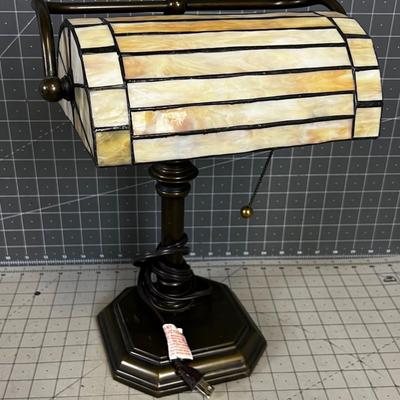 Slag Glass Desk Lamp, Bronze Color