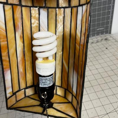 Slag Glass Desk Lamp, Bronze Color