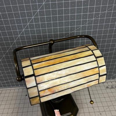Slag Glass Desk Lamp, Bronze Color