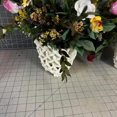 Planters with Porcelain Florals (2) 