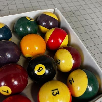 Billiard Balls - Full Set of Pool Balls plus Cue Ball. 