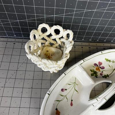 Porcelain Serving Ware: Divided Tray, Dish etc. 