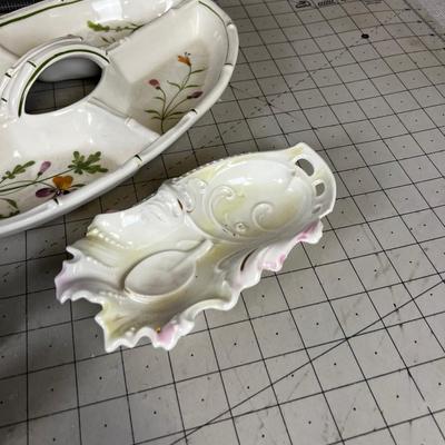 Porcelain Serving Ware: Divided Tray, Dish etc. 