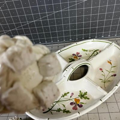 Porcelain Serving Ware: Divided Tray, Dish etc. 